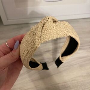 Woven Knotted Headband - Natural Straw Color